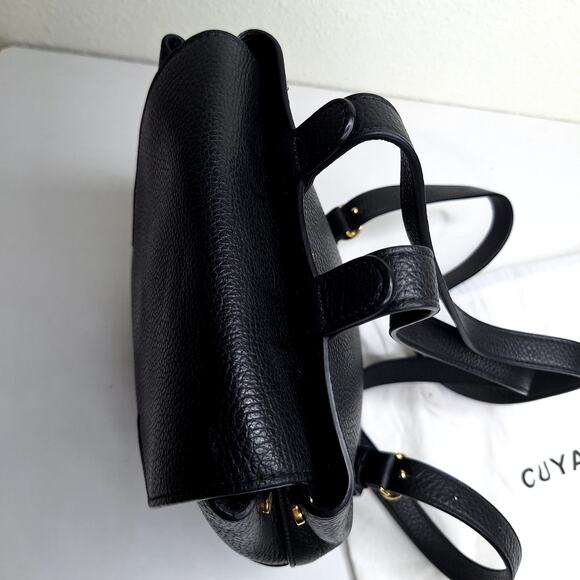 Cuyana Mini Leather Backpack Black Pebbled Minimalist Magnetic Closure Small main image 4